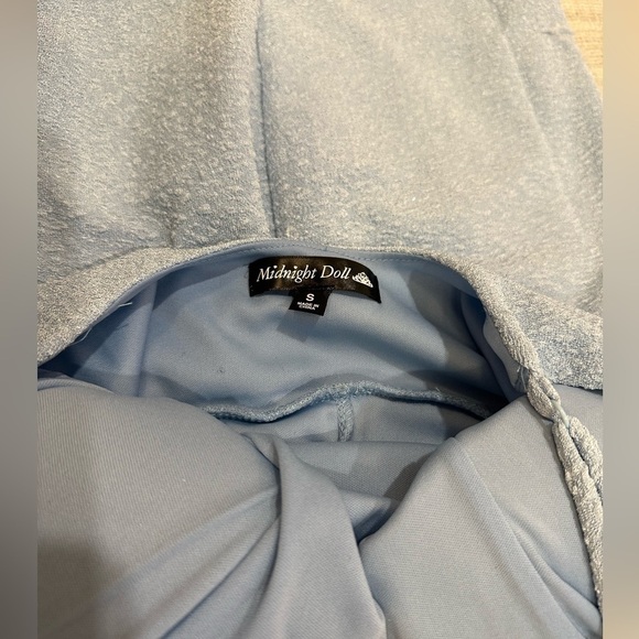 Midnight Doll Low Back Wrap Dress Glitter Pleated, Tie Back Faux Wrap Mini Dress - Picture 8 of 9